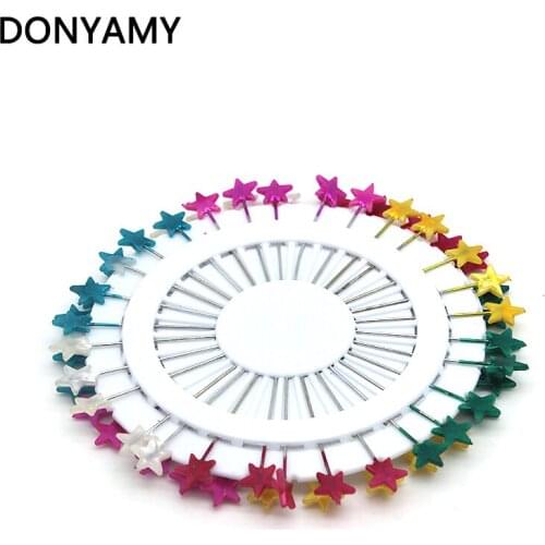 DONYAMY 60Pcs Five Star Dressmaking Pearl Decorating Sewing Pins For Home Garden DIY Crafts Tool Random Color