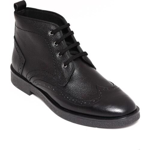 Black Leather Laced Ankle Boots Wessi
