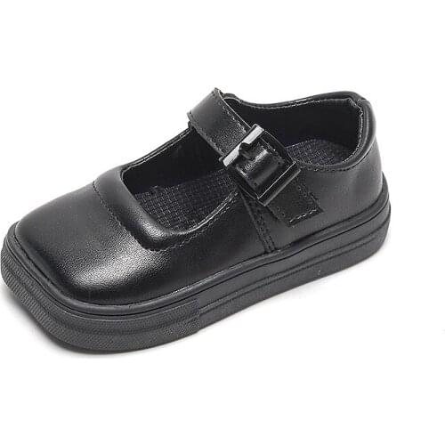 Autumn New Girls Leather Shoes Solid Color Black Little Girl Shoes Kids Dress Shoes Lovely Children Girls Sneakers SMG224