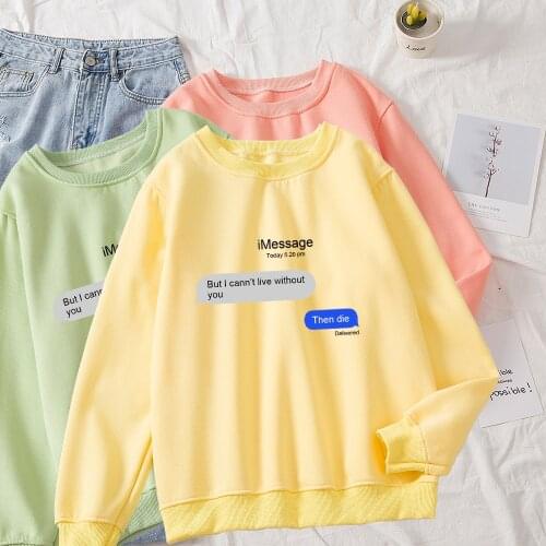 Oversized Cotton Sweatshirts for Women Long Sleeve Slogan Hoodies Hooded Letter Print O-Neck Hiphop Kpop Clothes Girl Moletom