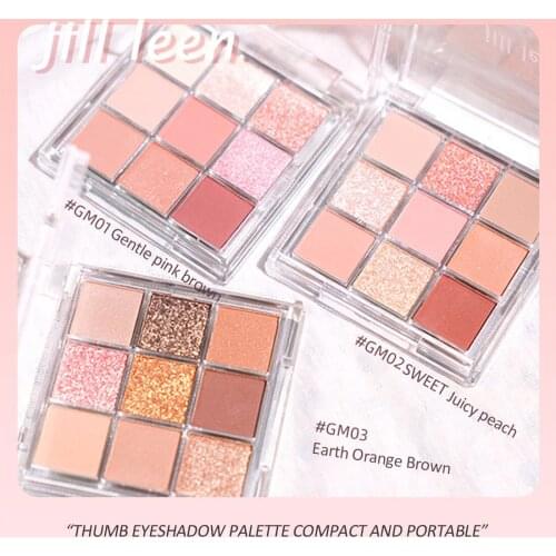 JILL LEEN Mini Eye Shadow Plate Shimmer Matte Earth Color Student Beginner Nine-Color Eye Shadow Hair Cosmetic Eyeshadow Palette