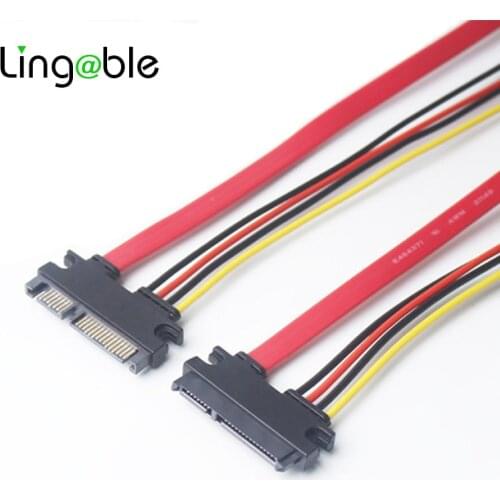 Lingable SATA Adapter Cable 22Pin SATA Male to Female 7+15 Pin Serial ATA SATA Data Power Combo Hard Driver Extension Cables