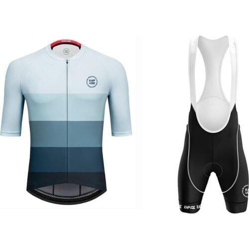 KAPVOE MENS Bib Short Sleeve MTB Bicycle Clothes Breathable Sportwear Gel Pad Cycling Jersey Set