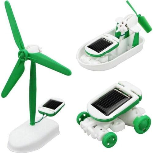 Montessori Diy Assembly 6 In 1 Solar Panel Puppies Science Plane Toy Kid Educational Kit S0C4