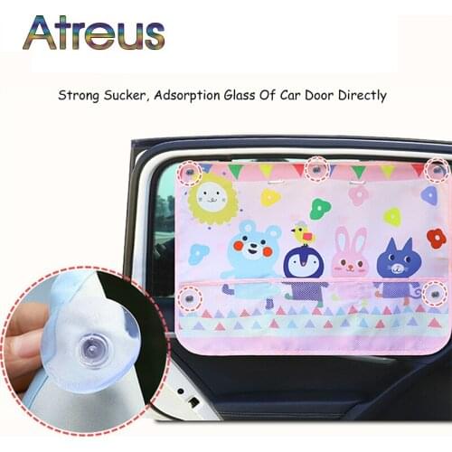 Cartoon Car Sunshade Curtain Tensile Cover For Peugeot 206 207 407 508 2008 406 Volvo XC60 S60 XC90 V70 Lada Granta Vesta Kalina