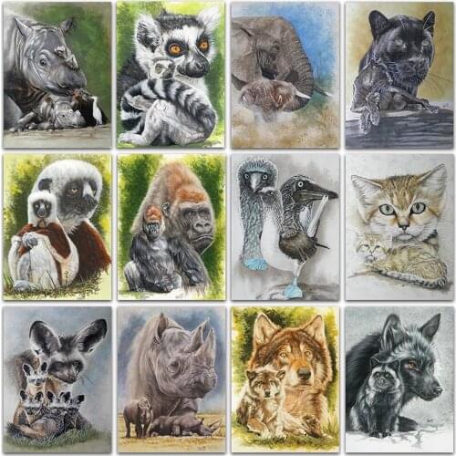 5D Diamond Painting Kit Animal Raccoon Elephant Wolf Cat Owl Full Square&Round embroidery mosaic Cross stitch Paint home decor