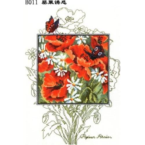 Flower and Poppy Temptation Cross-stitch Print 11CT 14CT 18CT Handmade Material Pack