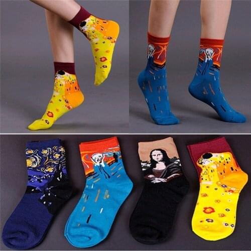 3D Hot Sale Vintage Retro Painting Design Art Socks Novelty Funny For Unisex Men Women Mona Lisa da Vinci Abstract Oil Painting