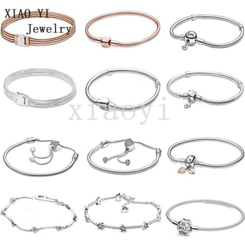 XIAOYI 100% S925 2020 New Spring creative Valentines Day leaf love star adjustable romantic bracelet party fashion female