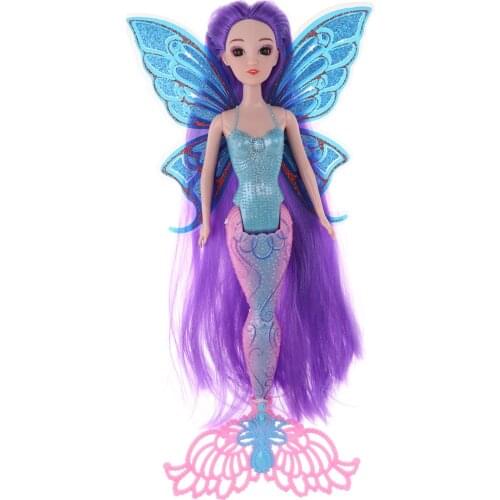 30cm Plastic Toy Classic Mermaid Princess Doll Girl Female Action Figures with Butterfly Wing Home Ornaments