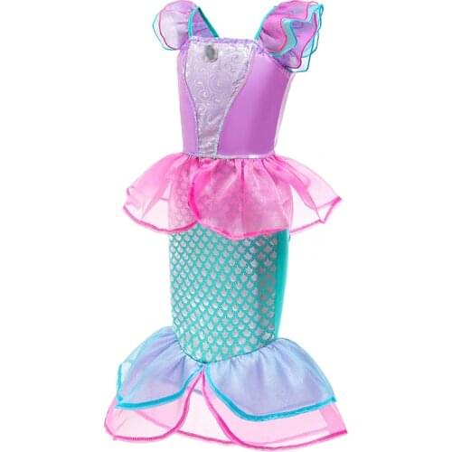 Girl Princess Halloween Dress Kids Christmas The Little Mermaid Costume Children Carnival Birthday Party Fancy Clothes Wig