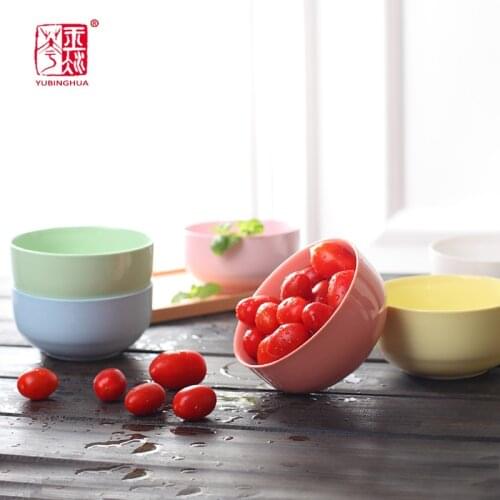Simply Style Colorful Ceramic Bowl Porcelain Dinner Set Porcelain Rice Soup Salad Bowls Restaurant Household Bowl