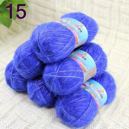 Sale 6SkeinX50gr Luxury Fluffy Soft NEW MOHAIR Shawls Hand Knit Crochet Yarn Blue 822-15-6