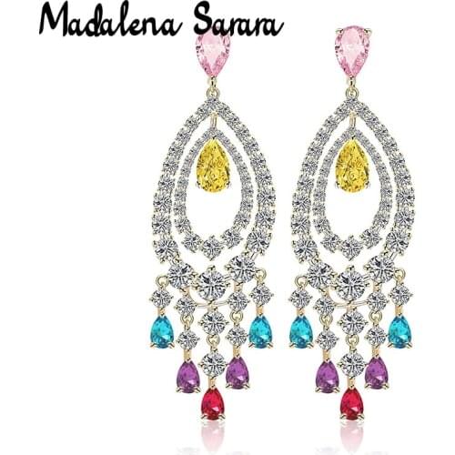 MADALENA SARARA Crystal Earring Full Cubic Zirconia Earrings and AAA Zircon Style Exclusive Design