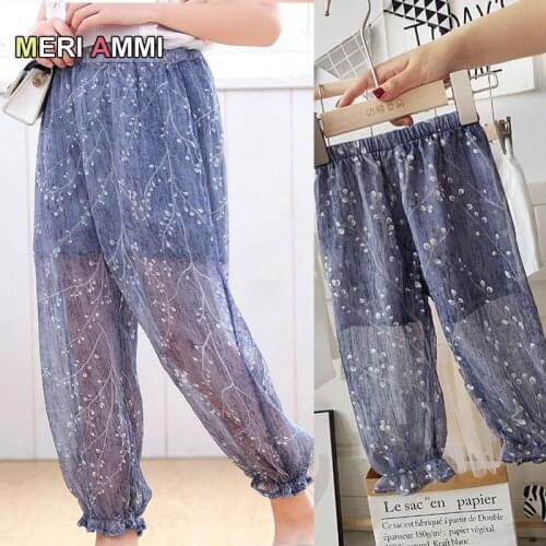 MERI AMMI Baby Girl Pants Cute Kids Floral Casual Loose Pants Mosquito Prevent Pants For 2-7 Year Toddler Children