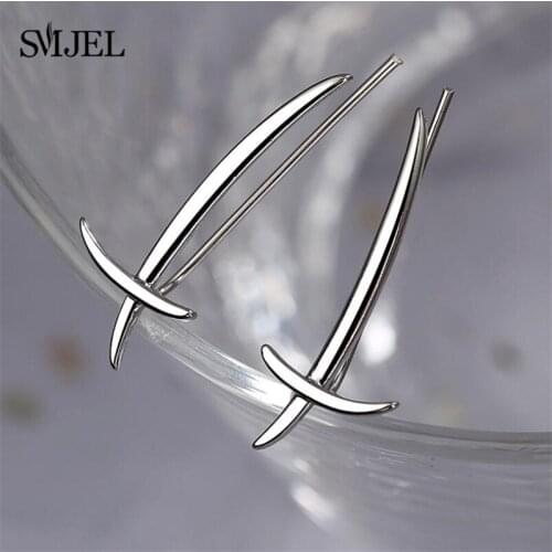 SMJEL Punk Geometric Sword Earrings Long Ear Jackets Climbers Gothic Earrings Clip Bohemian Jewelry HIPHOP Gifts
