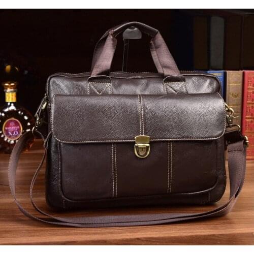 The first layer of leather computer notebook bag genuine leather business bag casual messenger bag purse man totes bag handbag