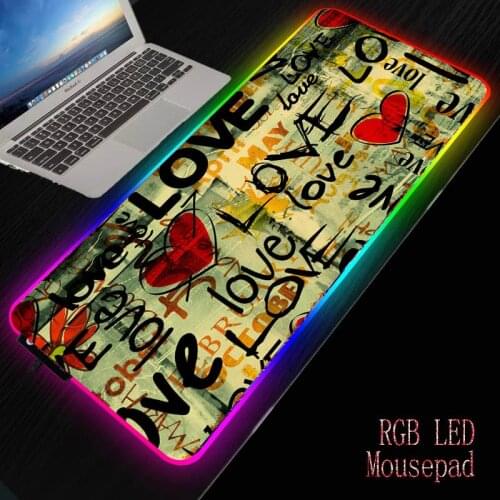 LED Gaming Mouse Pad Abstract Heart Love RGB Large Gamer Mouse-pad USB Backlit Computer PC Peripheral Mat Keyboard Desk Pad
