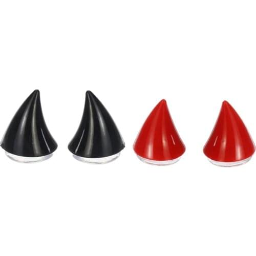 4X Motorcycle Helmet Corner Horn Decoration Accessories Resilient Suction Cup Soft Horn Decoration Headwear, Black & Red