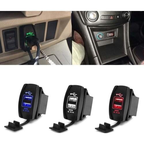 DC 12V 24V Universal Car Charger Dual USB Port Adapter Outlet For Mobile Phone