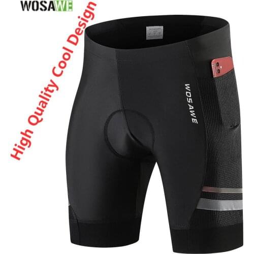 WOSAWE Cycling Shorts Summer Men Shockproof MTB Bicycle Road Ropa Ciclismo Tights Black Sports Bike Shorts