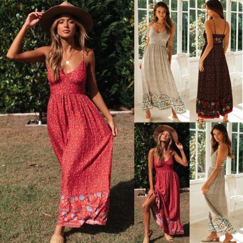 Summer Dress Bohemian V-neck Cotton Suspender Skirt Floral Dress 2021 New Fashion Paghetti Strap Casual Vintage Vestidos