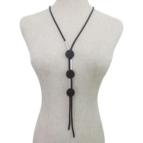 YD&YDBZ Multi Color Round Button Matching Necklace For Women Simple Black Leather Rope Statement Necklaces Colthes Accesories