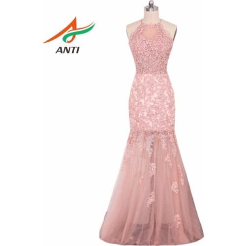 ANTI Luxury Red Mermaid Evening Dress 2019 Long Sleeves Celebrity Formal Appliques Special Occasion Dresses Prom Elegant Gowns