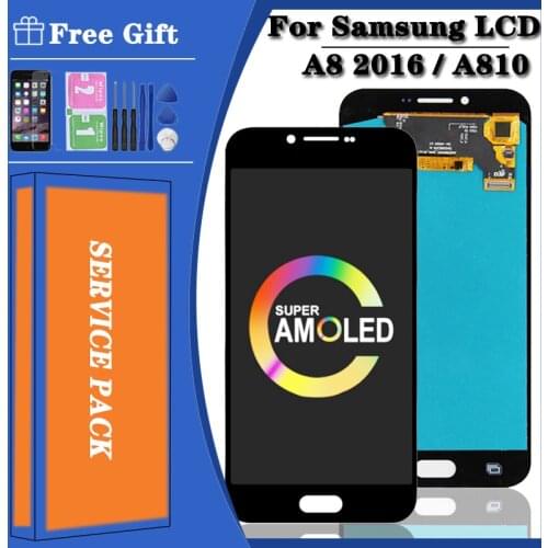 5.7"Super AMOLED For SAMSUNG Galaxy A8 2016 A810 LCD Touch Screen Digitizer Assembly For Samsung A810 Display SM-A810F A810F/DS