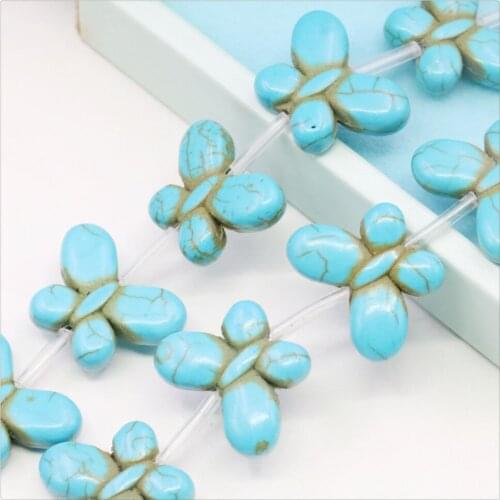 15X20 20X25MM Blue Butterfly Turkey Turquoises Loose Beads For DIY Necklace Bracelet Hand Made Women Girls Jewelry Making Design