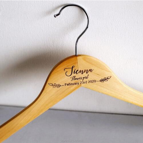 Custom gifts white coat party wire, wood wedding dress hangers, Engraved Wedding Hanger,wooden bridesmaid gift