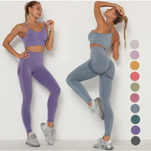 Seamless Yoga Set Women Workout Outfit Sportswear Sports Suits Gym Clothing Fitness Crop Top High Waist Leggings+Sport Bra Set