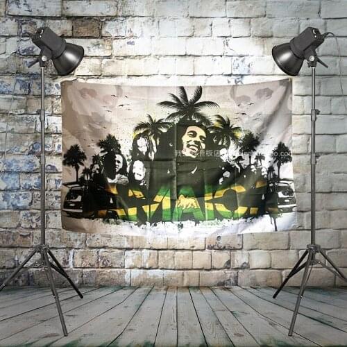 BOB marley JAMAICA Large Rock Band Flag Cloth Banners Wall paintings Retro Poster Music Party Background Decor