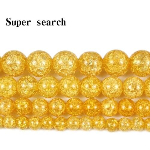 6/8/10mm Natural Yellow Cracked Quartzs Crystal Stone Beads Round Loose Beads For Accessories Jewellery Making Bracelet 15