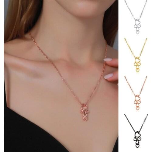 Simple Style 5 Hollow Heart Pendant Necklace For Women Girls New Design Geometric Charms Choker Jewelry Party Gifts