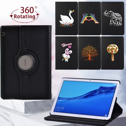 Tablet Case for Huawei MediaPad T5 10 10.1"/T3 10 9.6 Inch 360 Rotating Automatic Wake-Up Bracket Protection Holster + Stylus