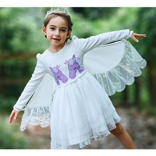 Angel Dress Kids Soft Material Comfortable Children Girls Vestido Flamingo Angel Wing Costumes Toddler Costume High Quality 2020
