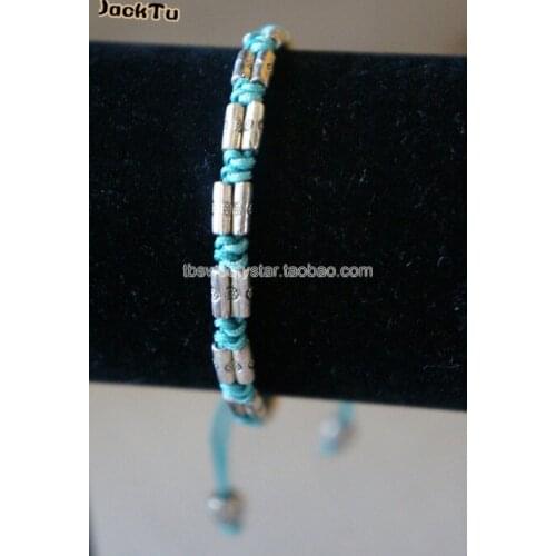 JTJACKTU Long Parts Blue Nylon Wrap Bracelet Peace Design
