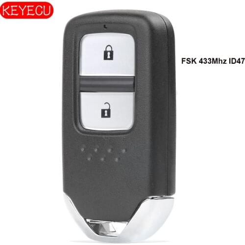 KEYECU FSK 433Mhz ID47 Smart Remote Key Fob 2 Button for Honda City Crider Jazz Shuttle Vezel 2014-2018 72147-T5A-J0I