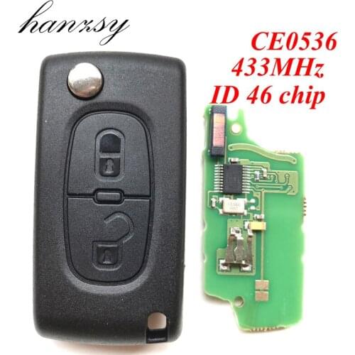 2 Buttons 433mhz Flip Folding Key For Peugeot 408 308 307 207 208 Partner Car Remote Key with ID46 Chip HU83/VA2 Blade