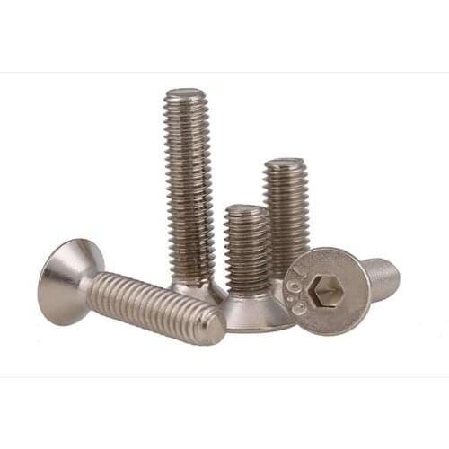 M4 M5 10.9 High-Strength Nickel-Plated Countersunk Head Hexagon Socket Head Cap Screws DIN7991 Flat Head Socket Head Cap Screws