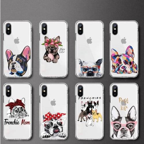 Pug Dog French Bulldog cute Phone Case Transparent soft For iphone 5 5s 5c se 6 6s 7 8 11 12 plus mini x xs xr pro max