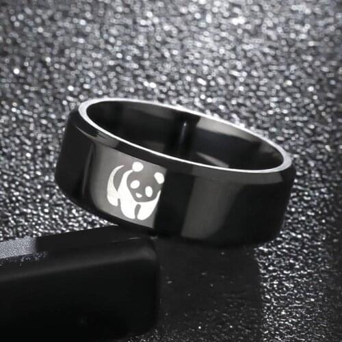 MOREDEAR 8mm Titanium Ring For Men amd Women Panda Ring