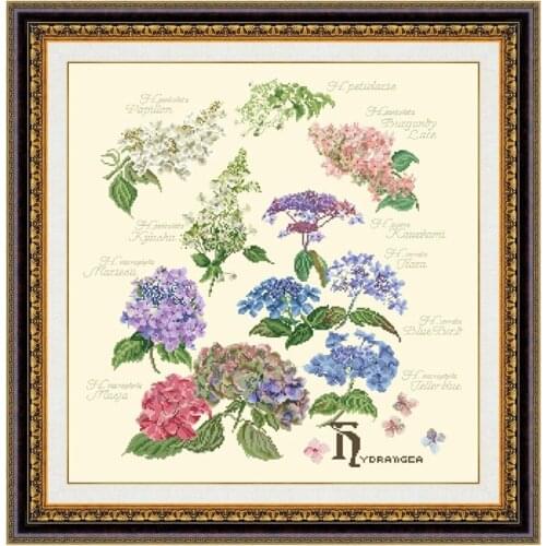 Hidrangea cross stitch kits Dreampattern embroidery needlework sets 18ct 14ct 11ct light yellow cloth DIY handmade