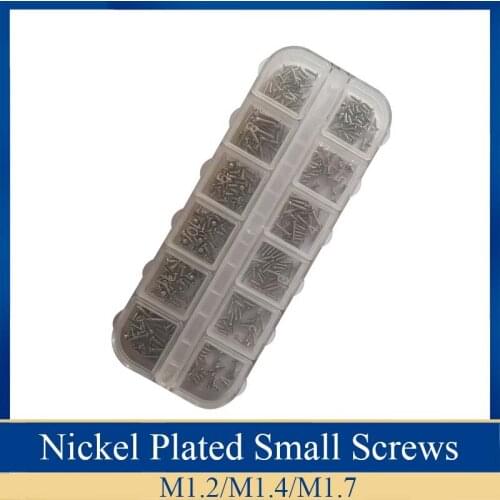 Nickel Plated Micro Digital Screws M1.2 M1.4 M1.7 Mix Flat Countersunk Head Self-tapping Electronic Small Glasses Screws Kit