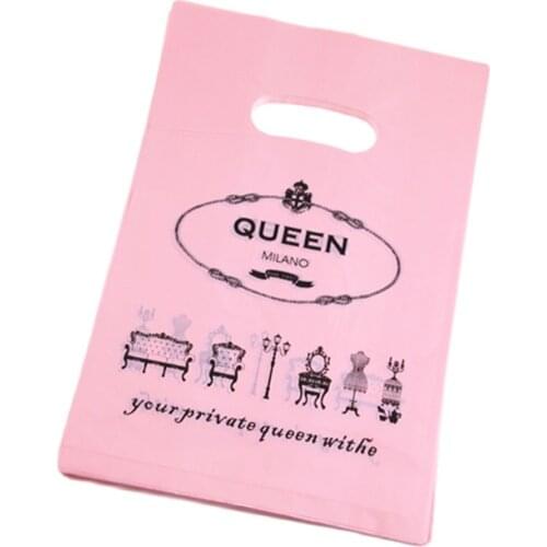 New Design Wholesale 100pcs/lot 20*30cm Luxury European Queen Gift Package Bags Pink Plastic Wedding Gift Packaging Bags
