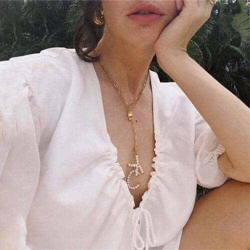 Stainless Steel 0-word Clavicle Baroque Natural Freshwater Pearl 26 English Letter Pendant Necklace Beach Accessories Jewlery