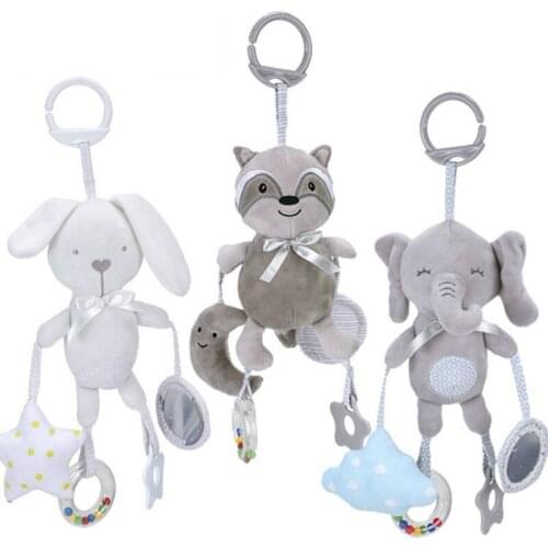 Newborns Trolley Pendant Bedside Bell Baby Cartoon Animal Car Hanging Bed Hanging Rattle Pacify Plush Toys Wholesale