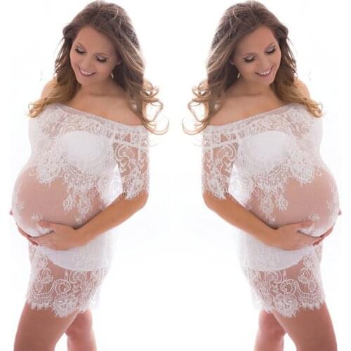 Maternity Photography Props Pregnancy Clothes Lace Maternity Short Dress Fancy Shooting Photo Summer Pregnant Dress