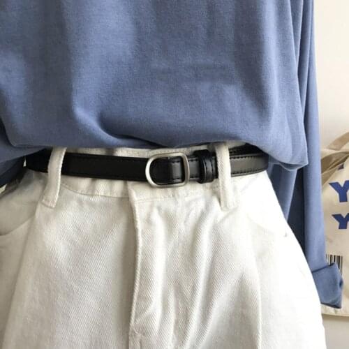 Multi-color Ladys Slender Thin Belt Square Head Pin Buckle Women Waist Belt Elastic Waist Belt Candy Color Jeans Buckle Belt